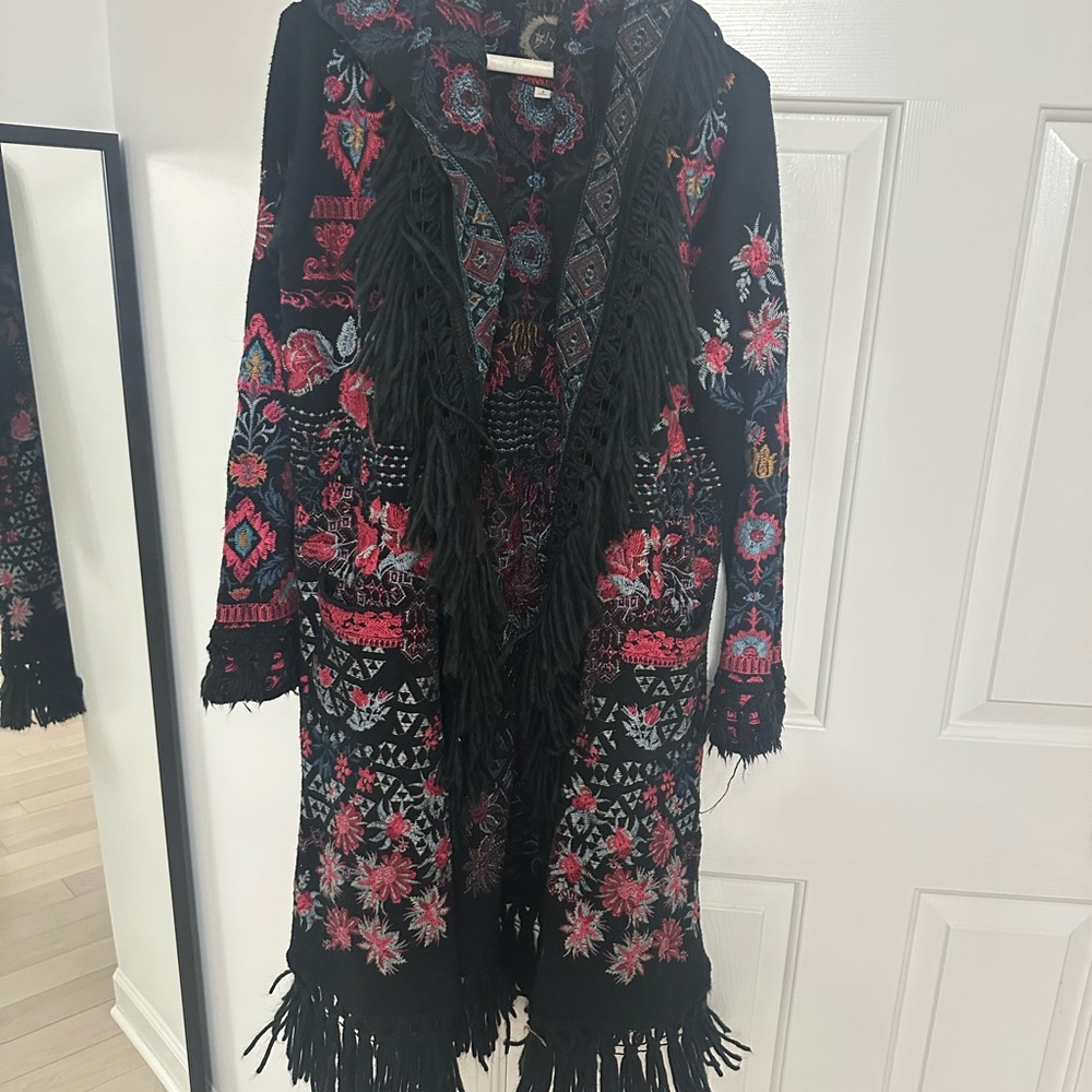 Johnny Was Multicolor Embroidered Cardigan